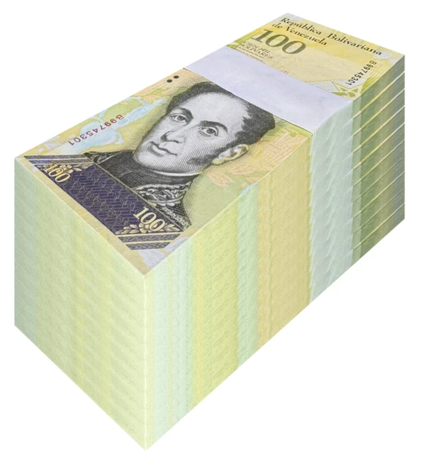 50 X Venezuela 100,000 Bolivares Banknotes - 2017, About Uncirculated (UNC) - 1/2 Bundle