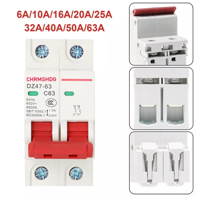 DC Circuit Breaker Solar Double Pole 230V/400V MCB 6 10 16 20 25 32 40 50 63Amp