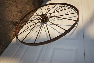 Antique/Vintage Spoked Steel Farm Implement Wheel Rim  54" x 2" 2