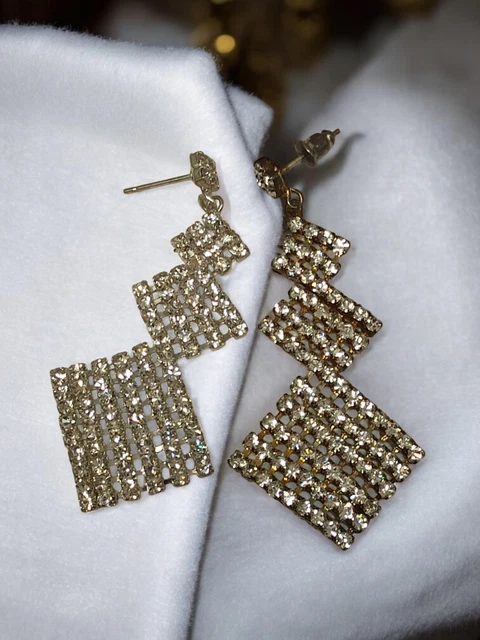Paire De Boucles D'oreilles Rétro Vintage - Bijou Fantaisie Occasion - France