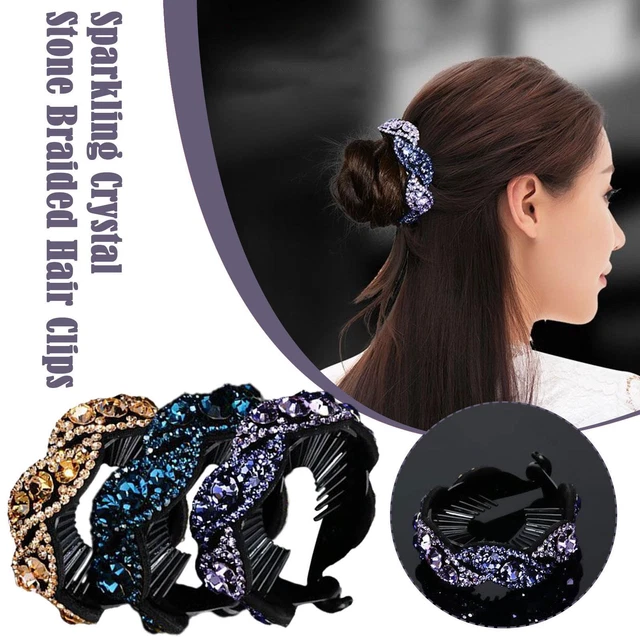 Women Bird Nest Floral Twist Hair Bun Clip Rhinestone Hair Hairpin Claws W2L9
