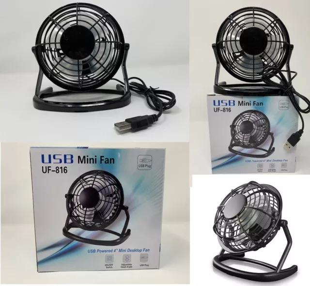 4" Mini USB Powered Desk Table Fan Small Quiet Portable Personal Cooler Air Pc
