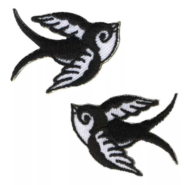 Patch Ecusson - Hirondelle - petit noir-blanc Set de 2