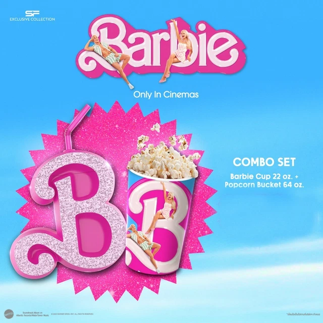 BARBIE MOVIE CUP 2023 New Pink Cinema Theater 22oz Glitter Limited