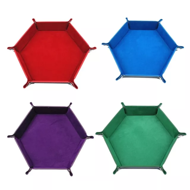 3X(4 PièCes Plateau de DéS Hexagone Porte-Rouleau de DéS Pliant en Cuir Pla6785