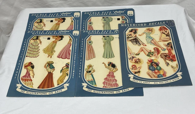 Lote de 5 calcomanías Meyercord vintage algunos duplicados