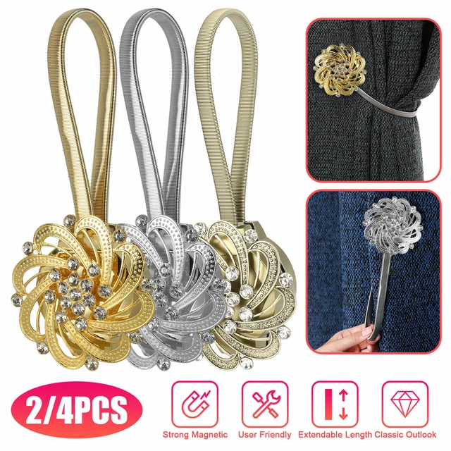 2/4 PCS Magnetic Curtain Tiebacks Tie Backs Buckle Clips Holdbacks Window Decor