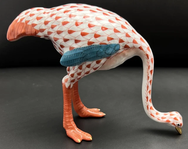 🦋 MINT HEREND OSTRICH Bird Rust Fishnet Figurine ($630 Retail)