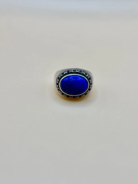 Bague Amérindienne En Argent Sterling Avec Œil De Tigre - Taille 50, Signée Jay, Occasion