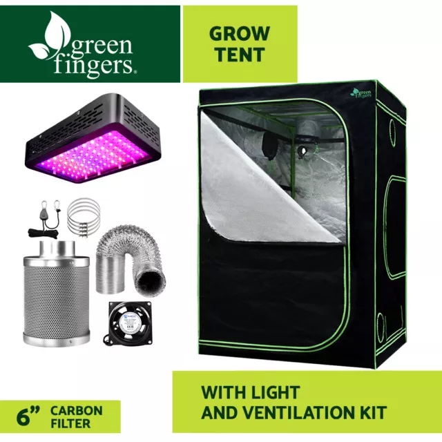 Greenfingers Grow Tent 1000W LED Grow Light 150X150X200cm Mylar 6" Ventilation