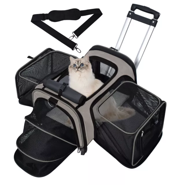ELEGX Airline Approved Expandable Pet Dog Carrier,Cat Carrier on Wheels