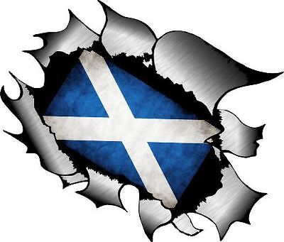 LARGE Carbon Fibre Fiber Ripped Metal Scotland Scottish Saltire Flag car sticker 