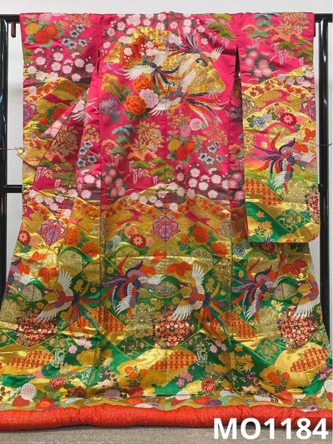Japanese Kimono Uchikake Luxury Karaori Phoenix Illustration Wedding Pure Silk