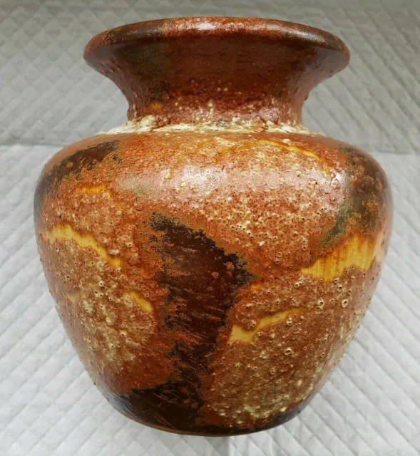 Vintage Scheurich, West German Art Pottery, Fat Lava Vase, #202-13 Circa 1970'S