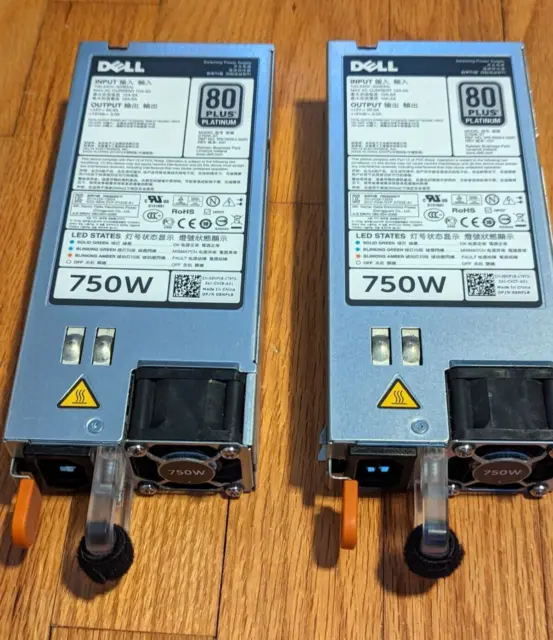 Lot of 2 Dell PowerEdge 5NF18 750W Power Supply for R620 R720 R720xd R520 T620