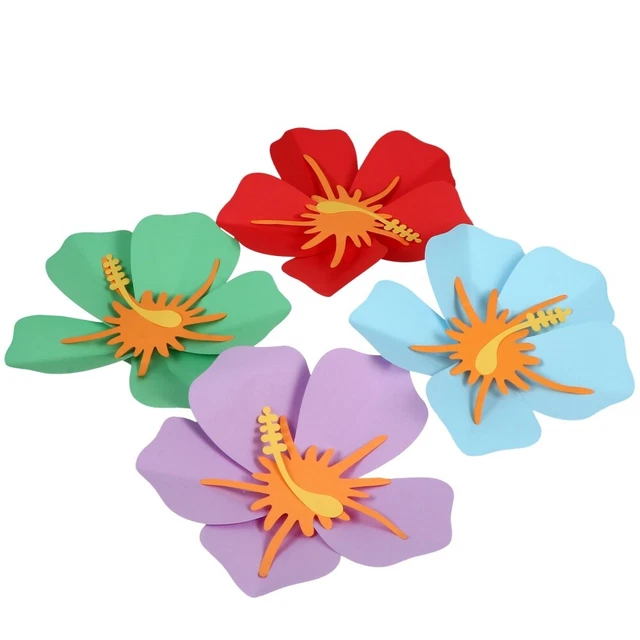 4 piezas Imitación Papel Pared Flores Pared Decorativas Flores (rojo, azul, verde,