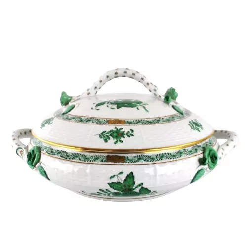 Herend Vegetable Tureen Chinese Bouquet Apponyi Green Lidded 86/AV