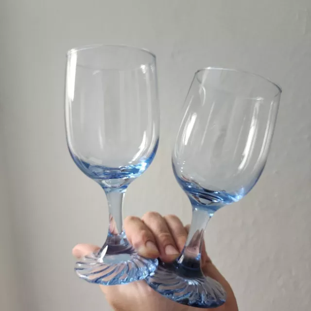 2 Misty Blue Swirl Sapphire Iced Tea Glasses Water Goblets  by Libbey Glass Co.
