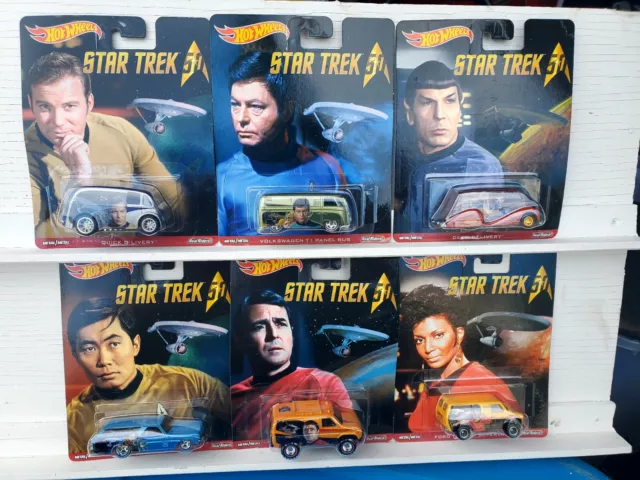 Hot Wheels Star Trek 50 Set Of 6 Cars Real Riders Volkswagen T1 Panel Bus