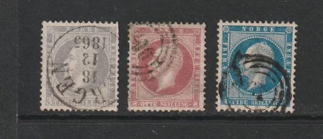 (A1130) Norway - 1856-57 3sk 8sk 4sk Used