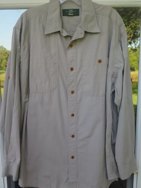 Orvis Long Sleeve 100% Cotton Khaki Quilted Hunting Safari Shooting Shirt Medium
