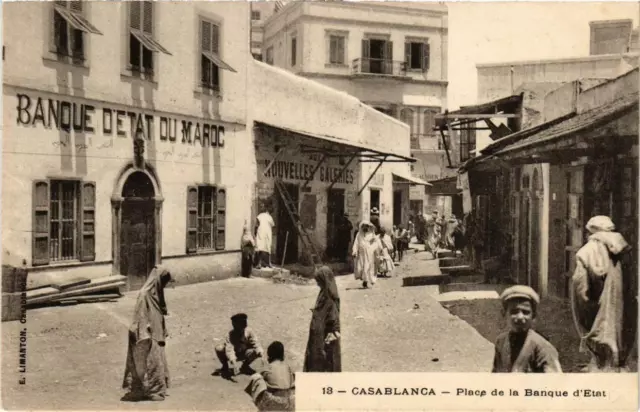 CPA AK CASABLANCA Place de la Banque d'Etat MAROC (689515)