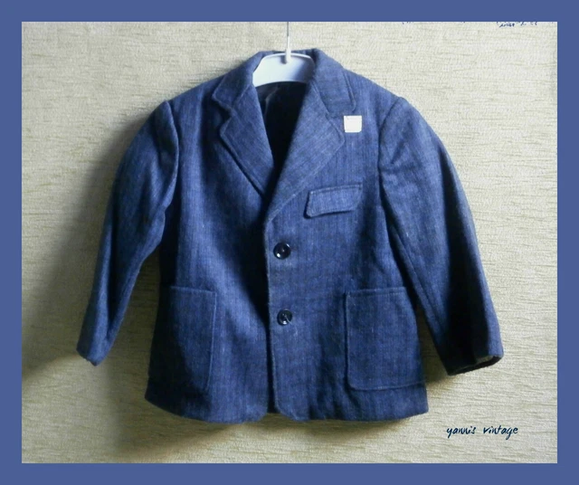 Nuova Giacca Invernale Bambini Bambini Blu Retrò Vintage Anni 60 70 Greco Grecia