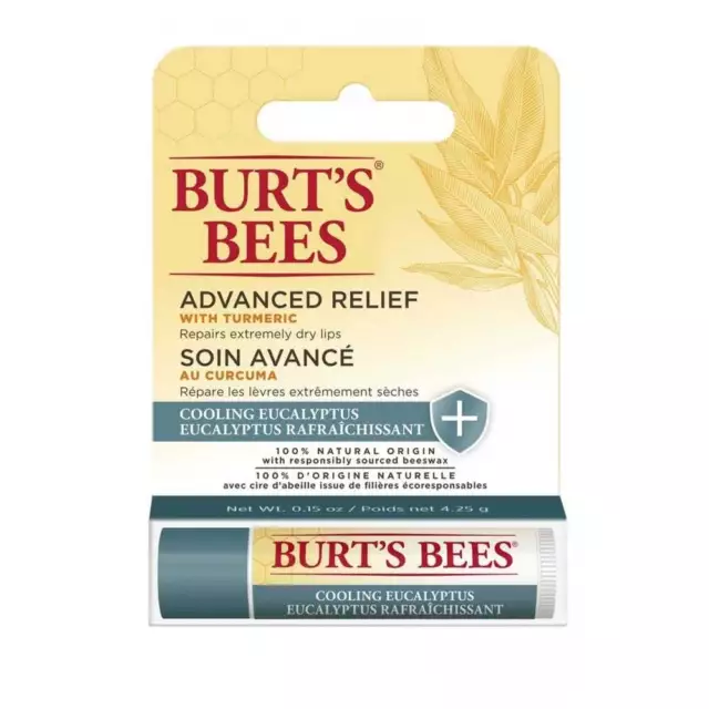 2 x Burts Bees Advanced Relief Cooling Lippenbalsam mit antioxidansreichem Kurkuma.