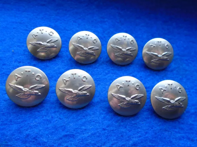 8 X Air Training Corps Plated Metal 23Mm Buttons, J.r. Gaunt & Son London
