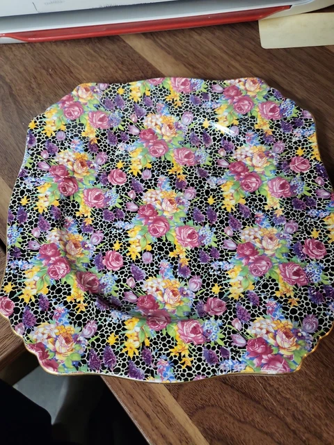 Vintage Royal Winton Grimwades HAZEL Chintz Square 8 1/2" Salad Plate England