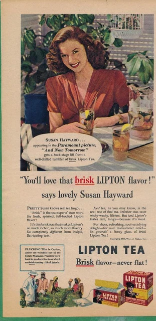 Magazine Ad - 1944 - Lipton Tea - World War 2 - Susan Hayward