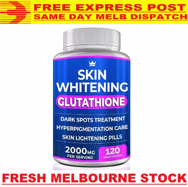 SKIN WHITENING GLUTATHIONE 2000mg Per Serve Brightening Lightening Pills 120 Cap