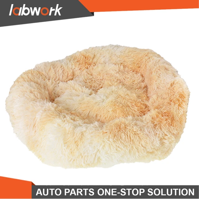 Labwork Donut Plush Pet Dog Cat Bed Fluffy Soft Warm Bed Kennel Nest Yellow