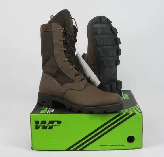 Wellco Jungle Boots Style Militaire – Tige Haute, Semelle Anti-Perforation – Pointure UK 12 (Neuf, Fabriqué USA)