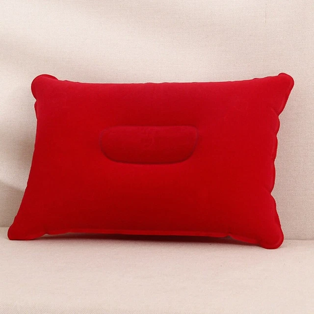 Inflatable PVC And Nylon Pillow Soft Air Blow up Sleep Cushion Camping Tou
