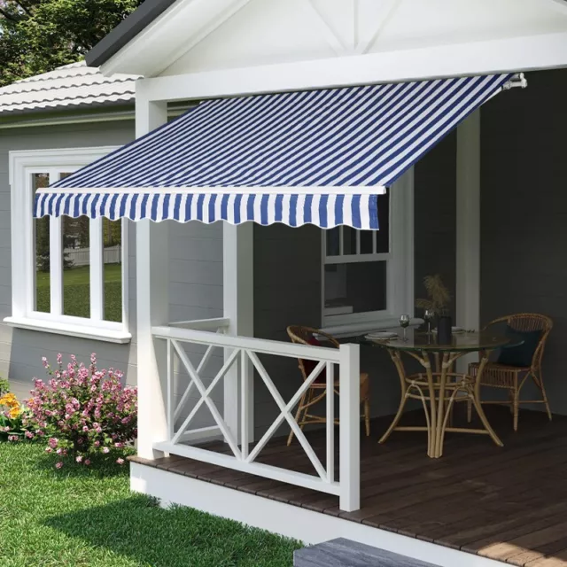 Garden Patio Manual Awning Canopy Sun Shade Shelter Retractable 5 Size 2 Colours