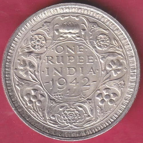 British India 1942 Bombay Mint George Vi One Rupee Beautiful Silver Coin #Sb35