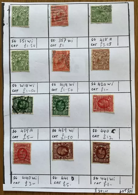 GB Stamps KING George V  WATERMARK VARIETIES Club/Approvel Book Page (Lot 201)