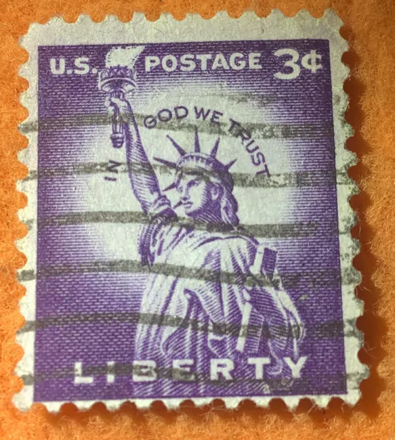 USA 3c Stamp 1954 Statue Of Liberty Purple U.S. 3 Cent Postage Stamp