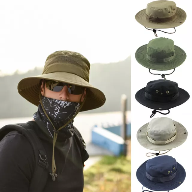 Men Outdoor Sun Hat Fishing Hats Cap Camo Bucket Cargo Safari Bush Boonie  Summer