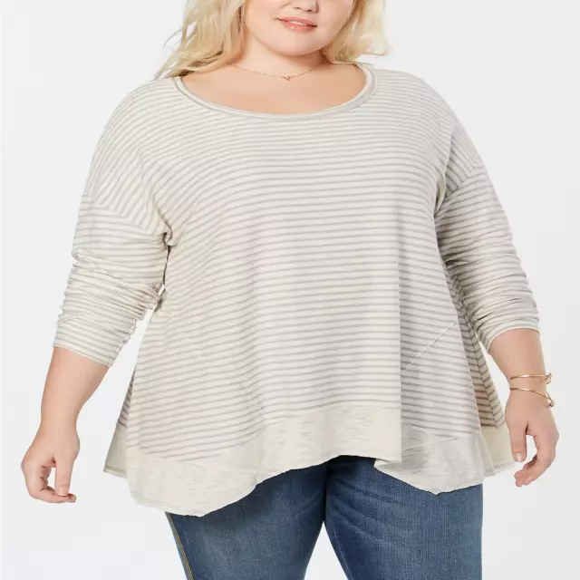 Style & Co Plus Size Size 1X Striped Bridge-Hem Top $56.50