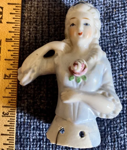 Antique China Half Doll Sewing Pin Cushion Doll