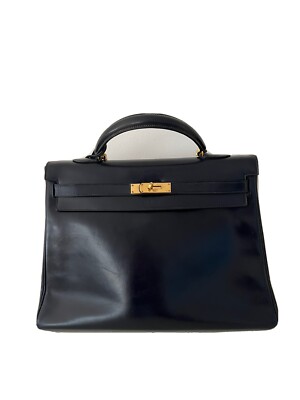 65035 AUTH HERMES black POROSUS KELLY I 35 SELLIER Bag $15,999.99 ...
