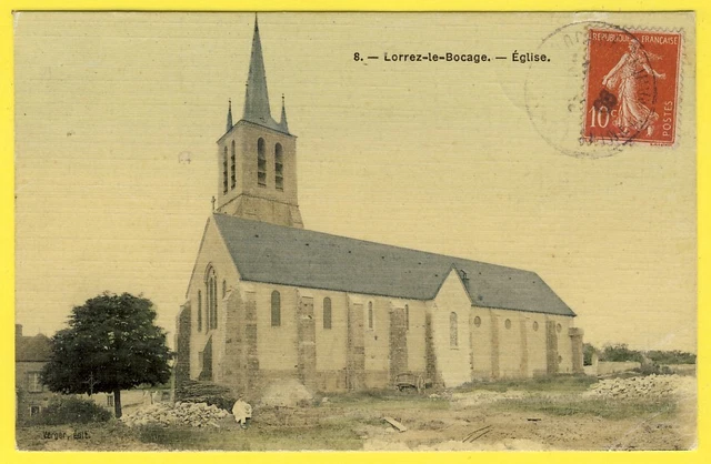 cpa Toilée 77 - LORREZ le BOCAGE PRÉAUX (Seine et Marne) L' ÉGLISE