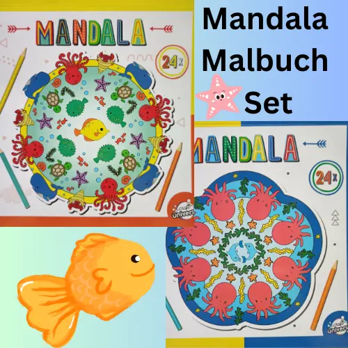 Mandala Malbuch Set für Kinder 48 Malvorlagen Malen Zeichnen  Unterwasserwelt