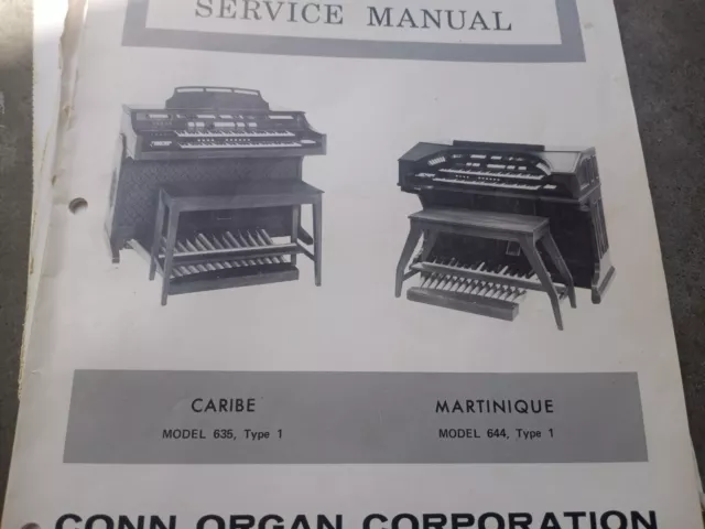 Service manual and schematics for a Conn organ Martinique model