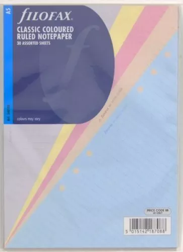 Filofax 340508 Einlage A5: linierte, bunte Notizblätter (30 Blatt)