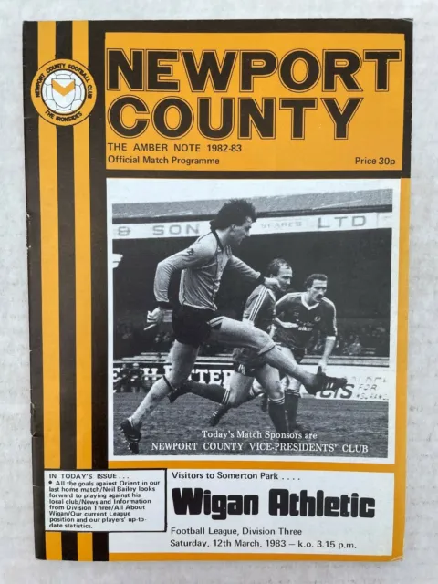 Newport County V Wigan Athletic. 12Th March 1983. Division Three.