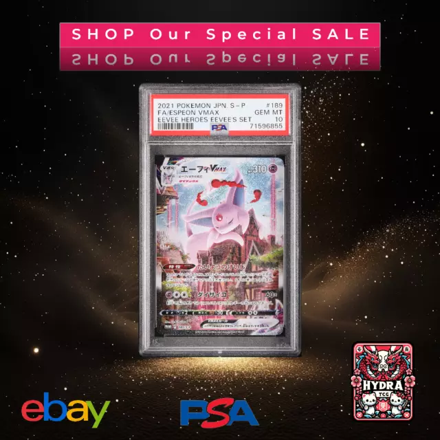 Espeon VMAX Alt 189/S-P PSA 10 GM Pokemon Card Japanese Eevee Heroes Promo S6a