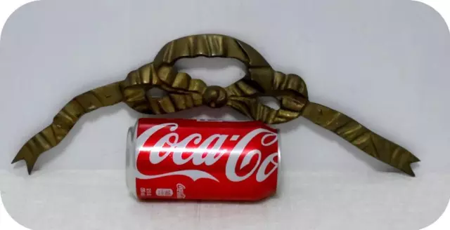 Vintage Solid Brass Ribbon Bow Furniture & Wall Decor Pediment